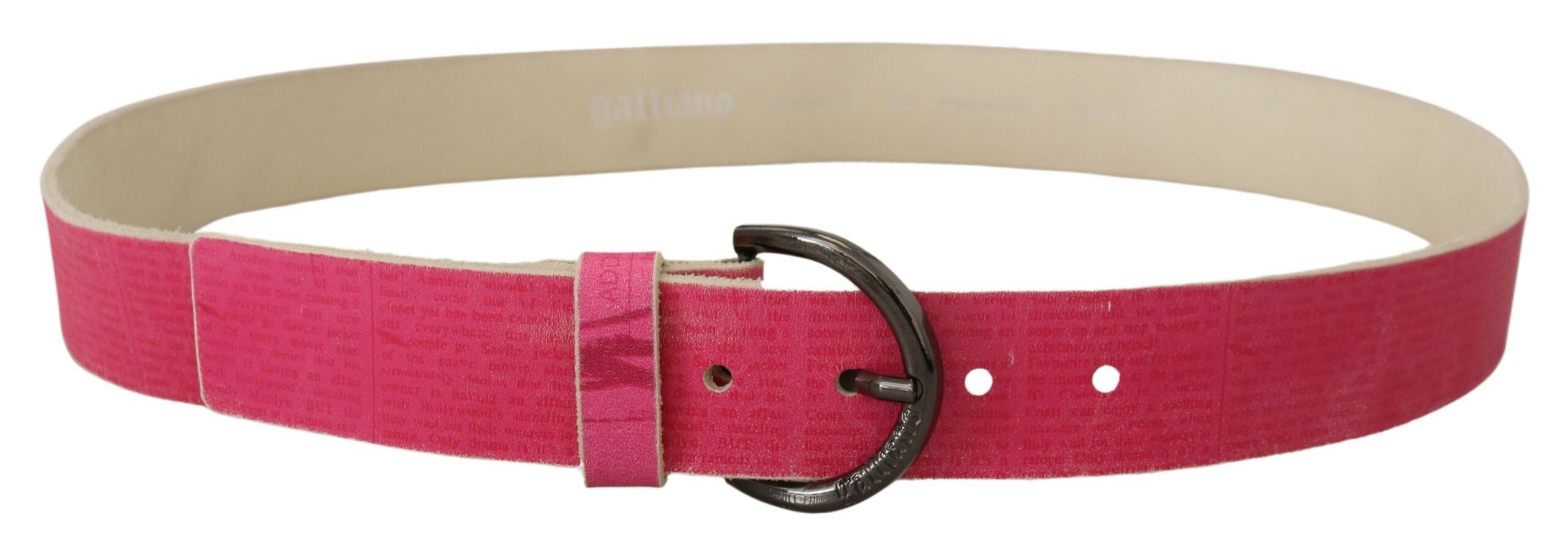 Ceinture à boucle ronde en cuir rose avec logo John Galliano