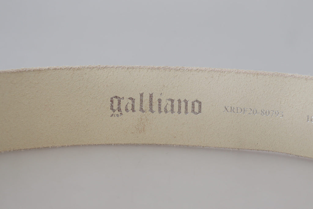 Ceinture à boucle ronde en cuir rose avec logo John Galliano