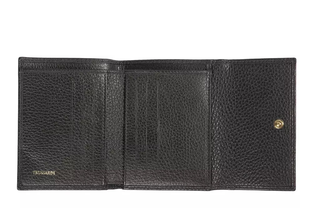 Portefeuille femme en cuir noir Trussardi