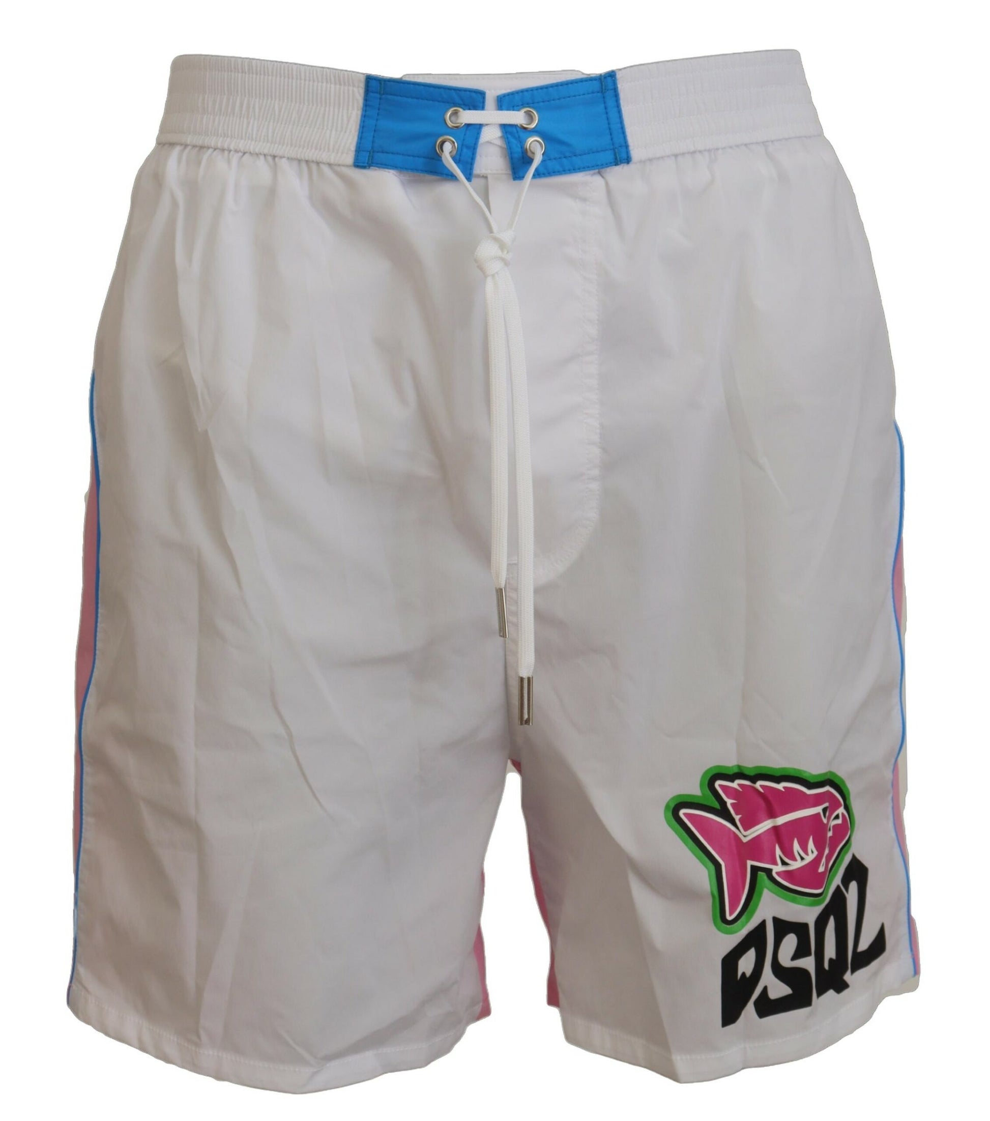 Maillots de bain Dsquared² pour homme, short de plage blanc et rose avec logo imprimé