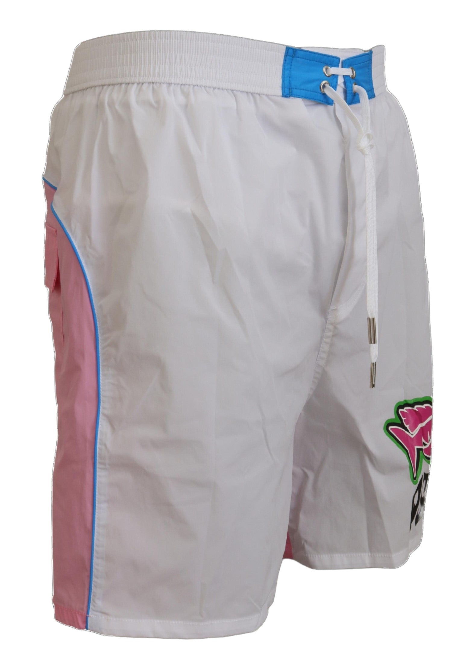 Maillots de bain Dsquared² pour homme, short de plage blanc et rose avec logo imprimé