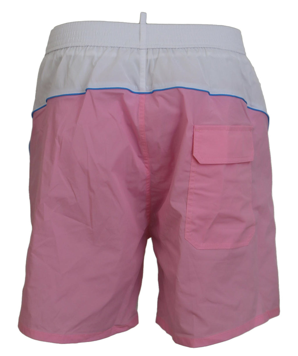 Maillots de bain Dsquared² pour homme, short de plage blanc et rose avec logo imprimé