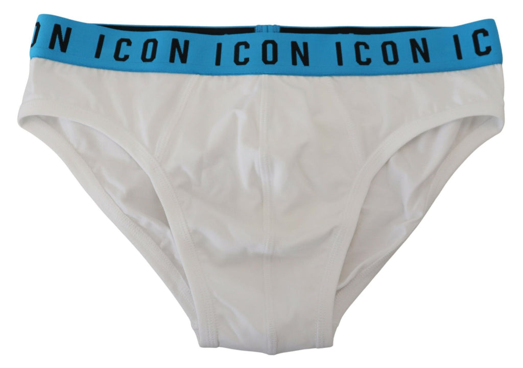 Slip Dsquared² en coton stretch blanc avec logo iconique pour homme