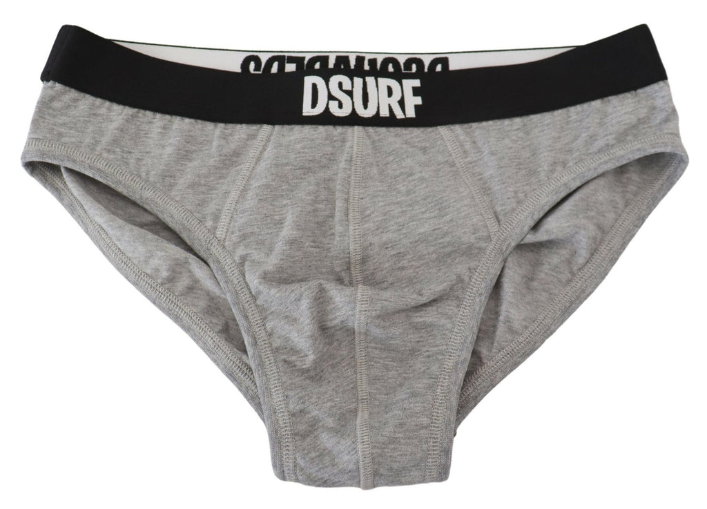 Slip Dsquared² gris en coton stretch avec logo DSURF pour homme
