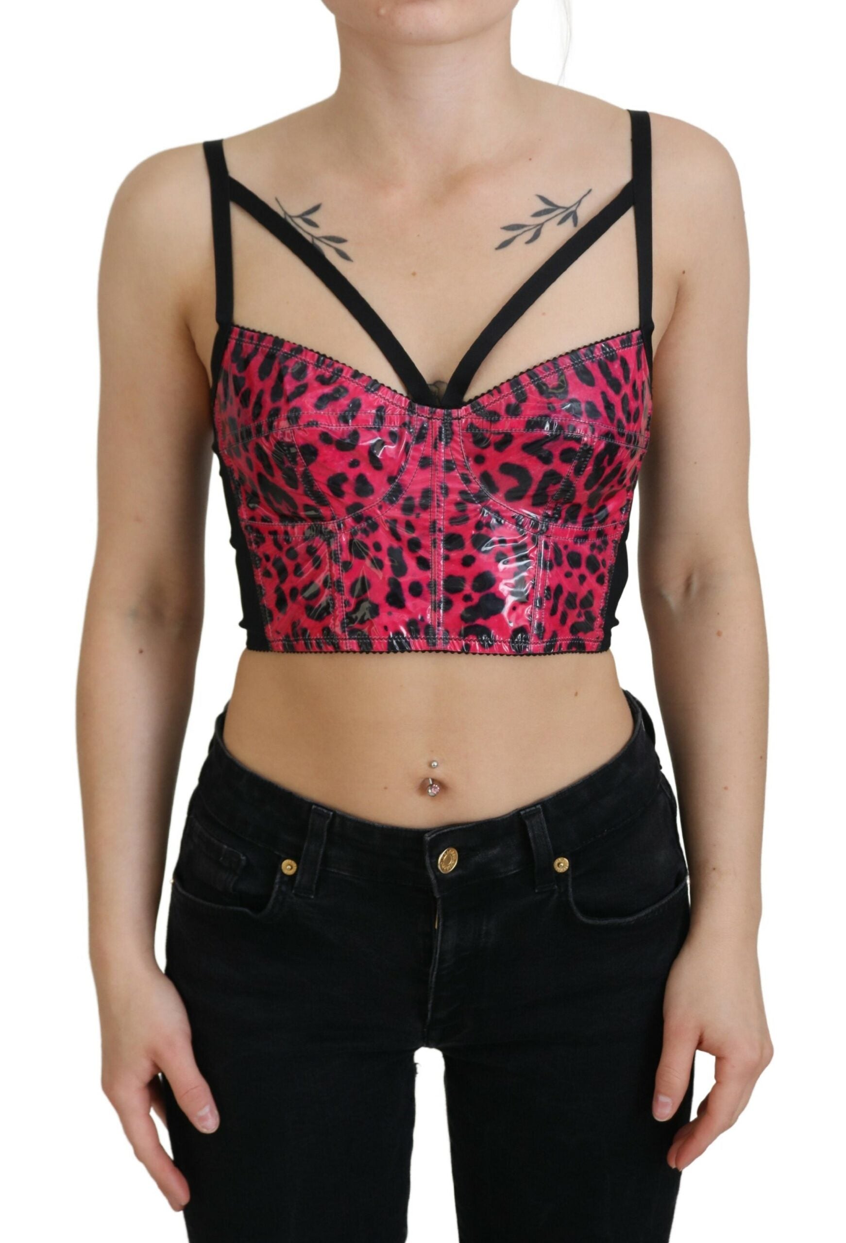 Dolce &amp; Gabbana - Haut bustier court à imprimé léopard rose
