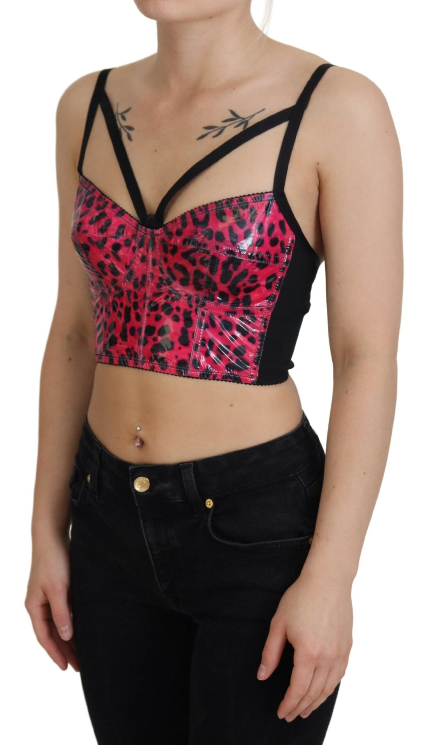 Dolce &amp; Gabbana - Haut bustier court à imprimé léopard rose