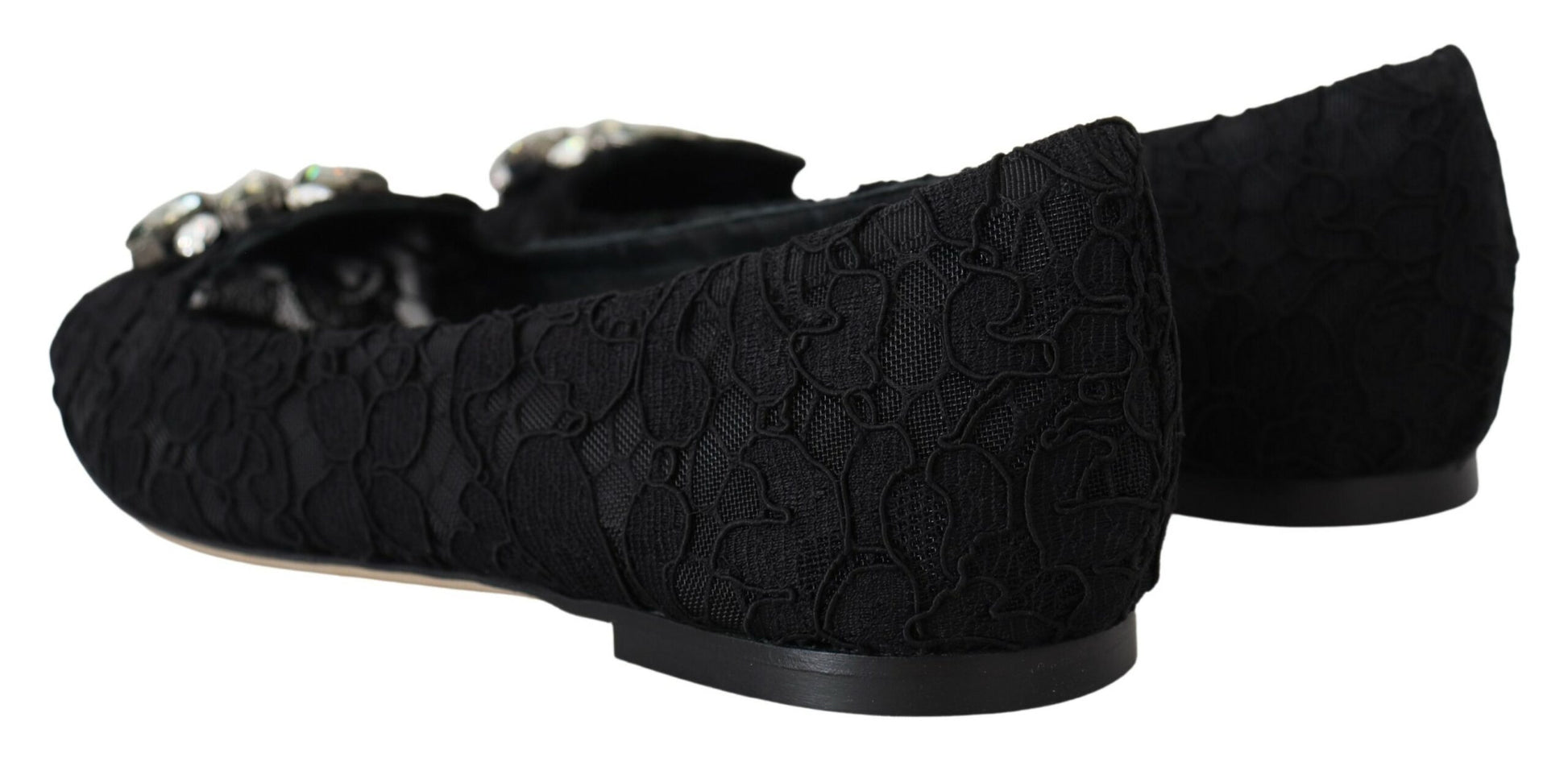 Chaussures plates en dentelle et cristaux Dolce &amp; Gabbana Taormina noires
