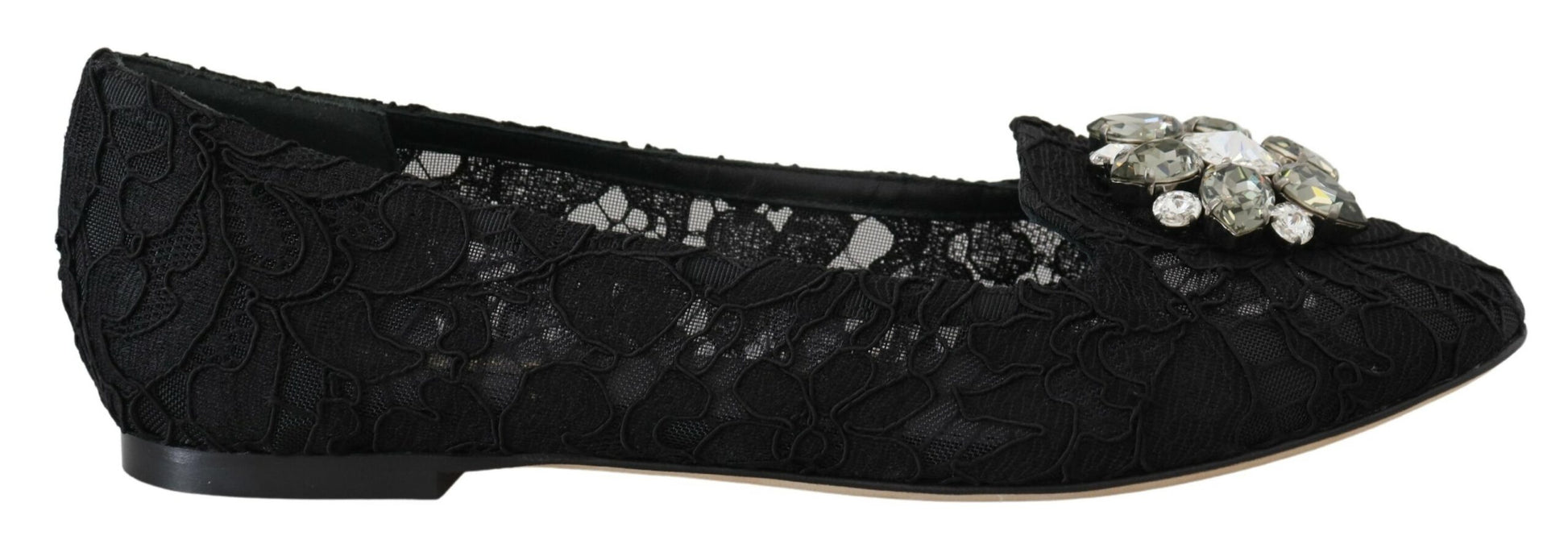 Chaussures plates en dentelle et cristaux Dolce &amp; Gabbana Taormina noires