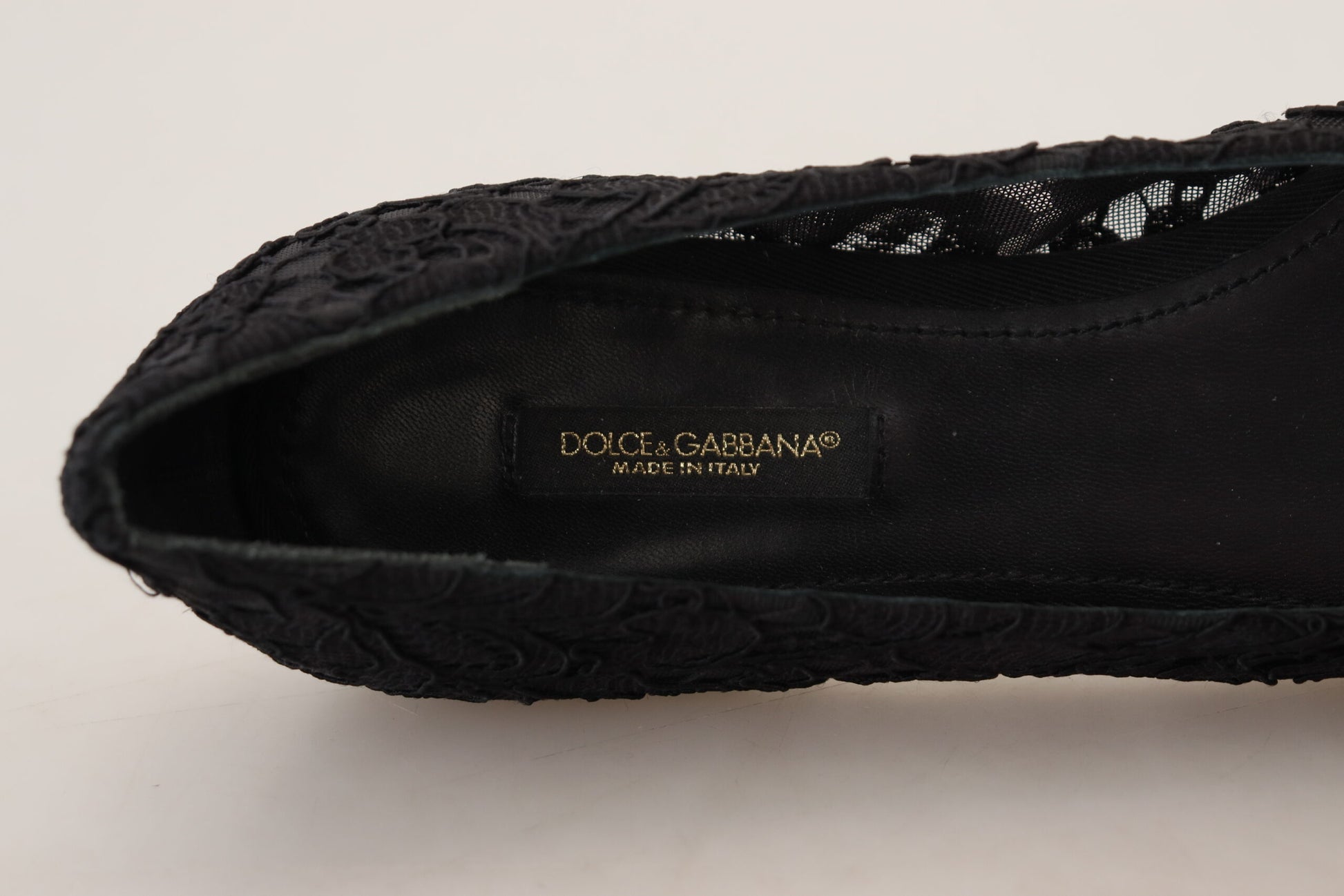 Chaussures plates en dentelle et cristaux Dolce &amp; Gabbana Taormina noires