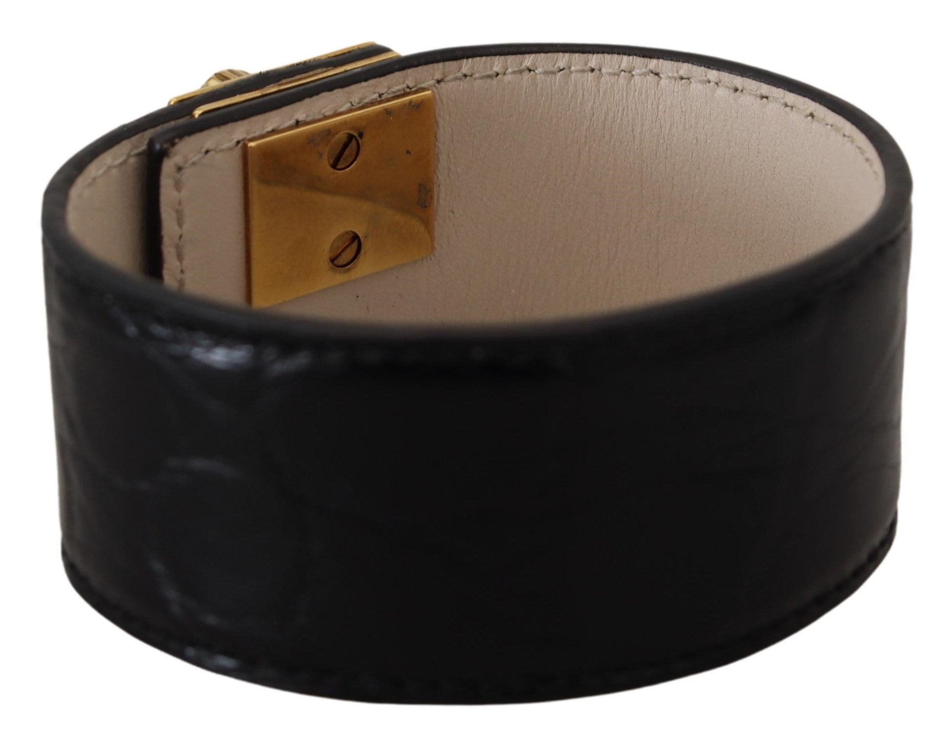 Bracelet porte-clés cœur DG en cuir Dauphine noir Dolce &amp; Gabbana