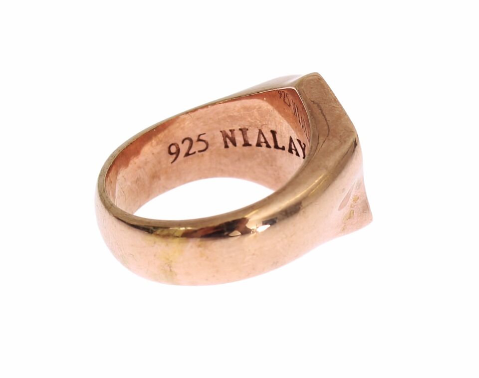 Bague Nialaya en or rose et argent 925 authentique et transparente