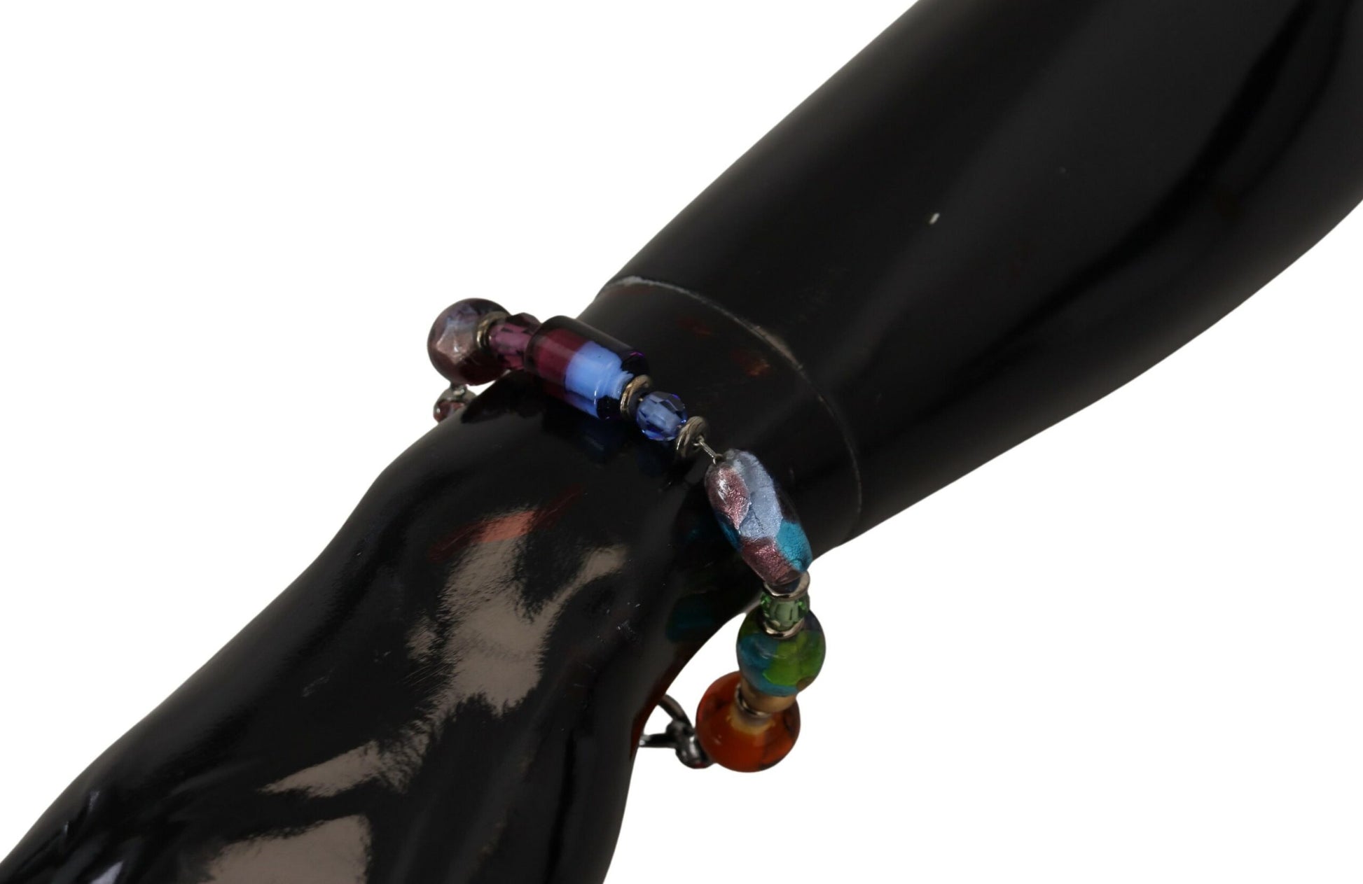 Bracelet Dolce &amp; Gabbana multicolore avec chaîne en argent et perles en laiton et fermoir mousqueton