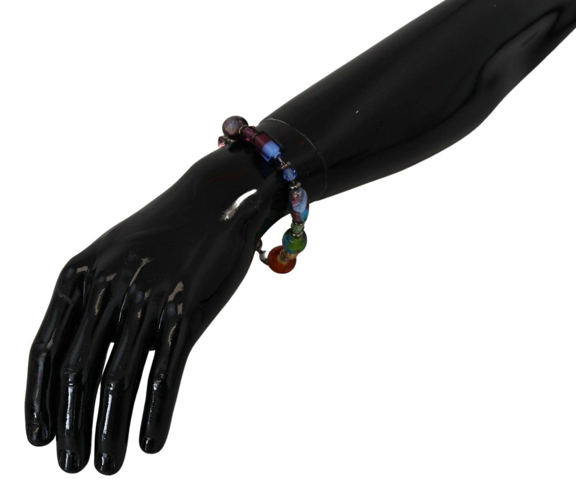 Bracelet Dolce &amp; Gabbana multicolore avec chaîne en argent et perles en laiton et fermoir mousqueton