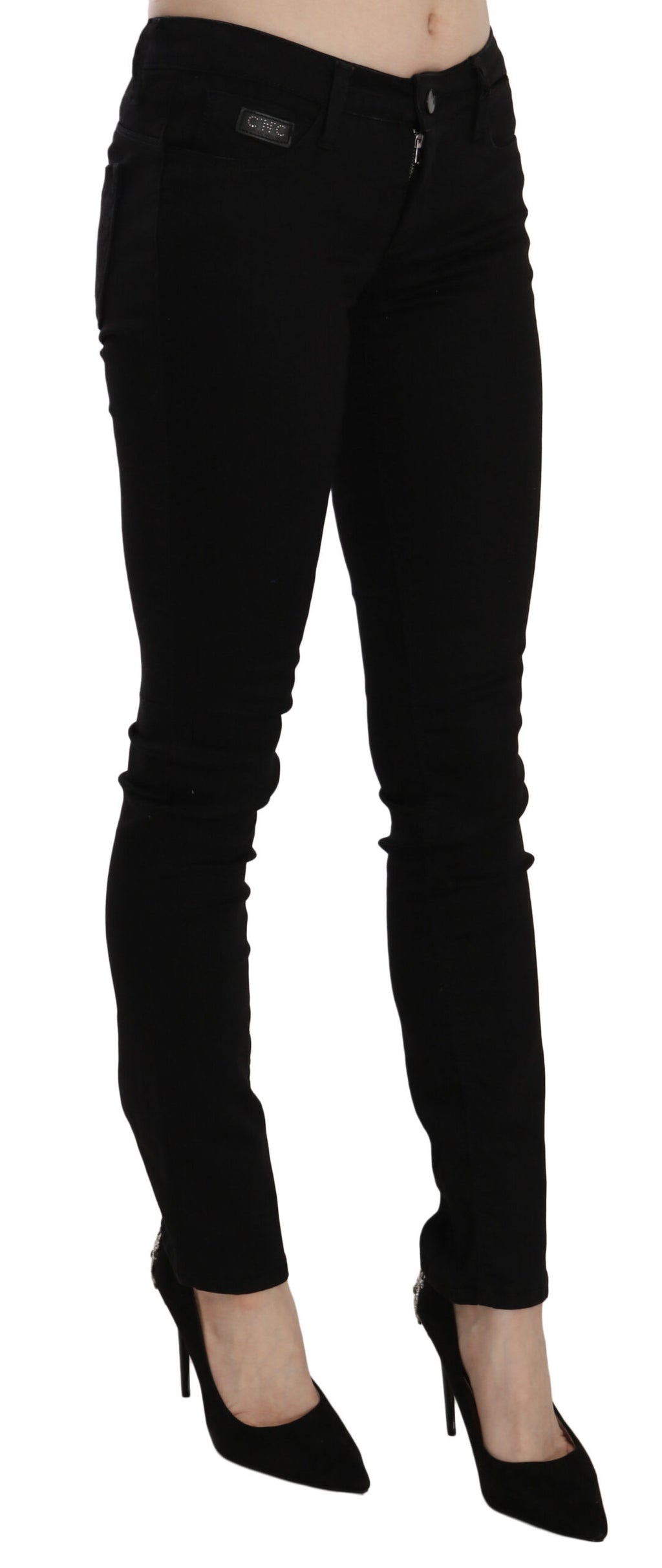 Jean slim noir à paillettes taille moyenne Costume National