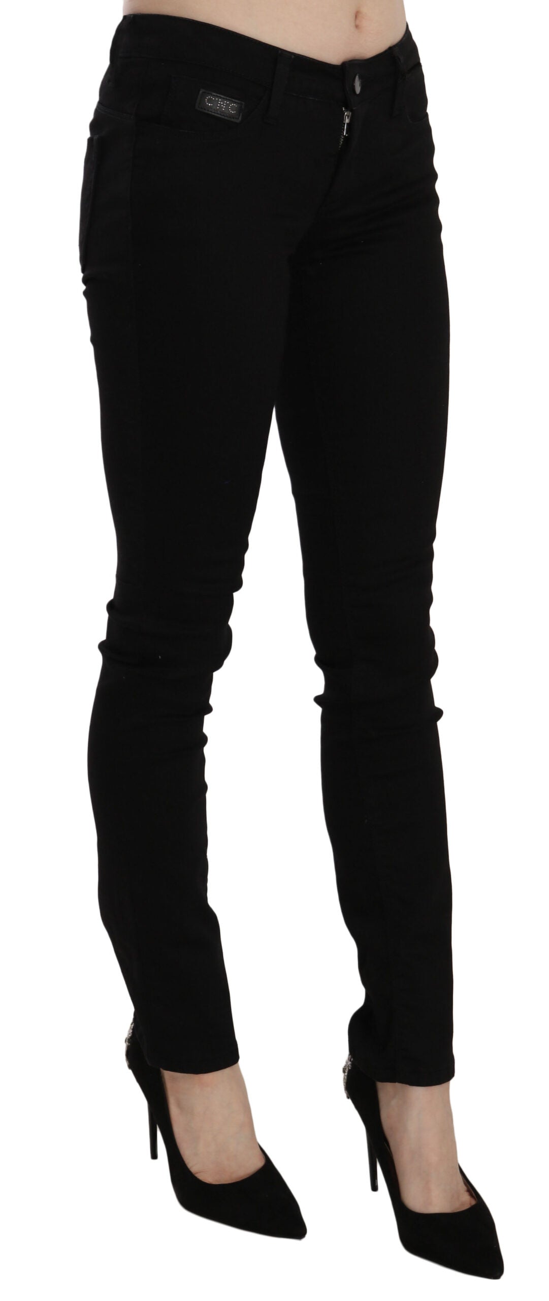 Jean slim noir à paillettes taille moyenne Costume National