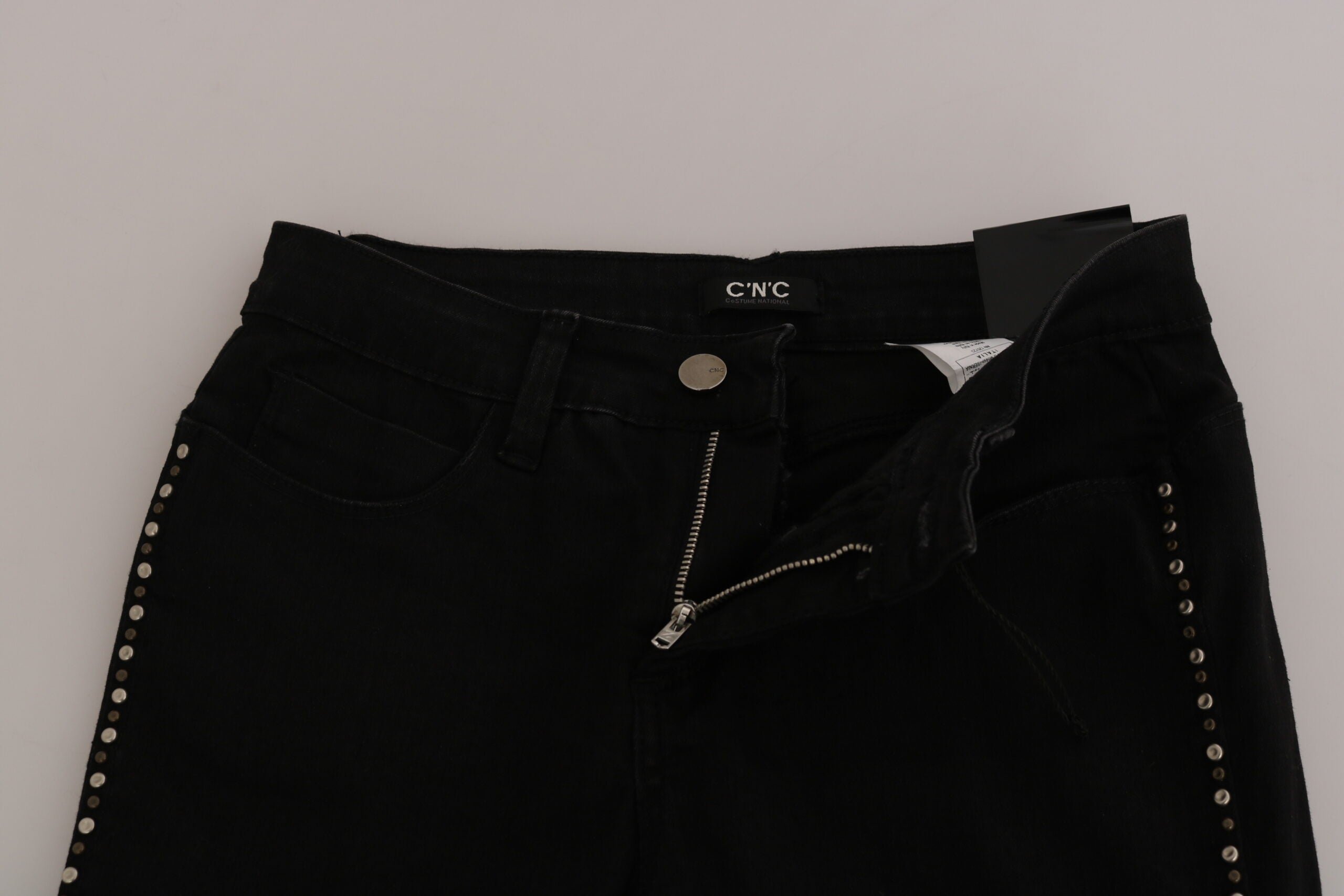 Jean skinny noir taille moyenne à ornements Costume National