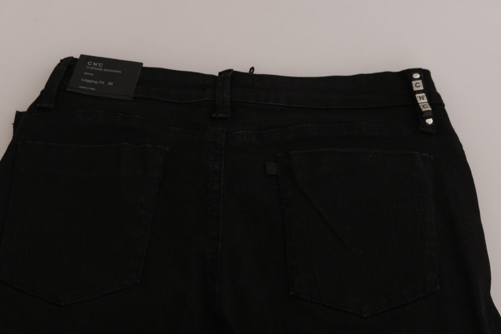 Jean skinny noir taille moyenne à ornements Costume National