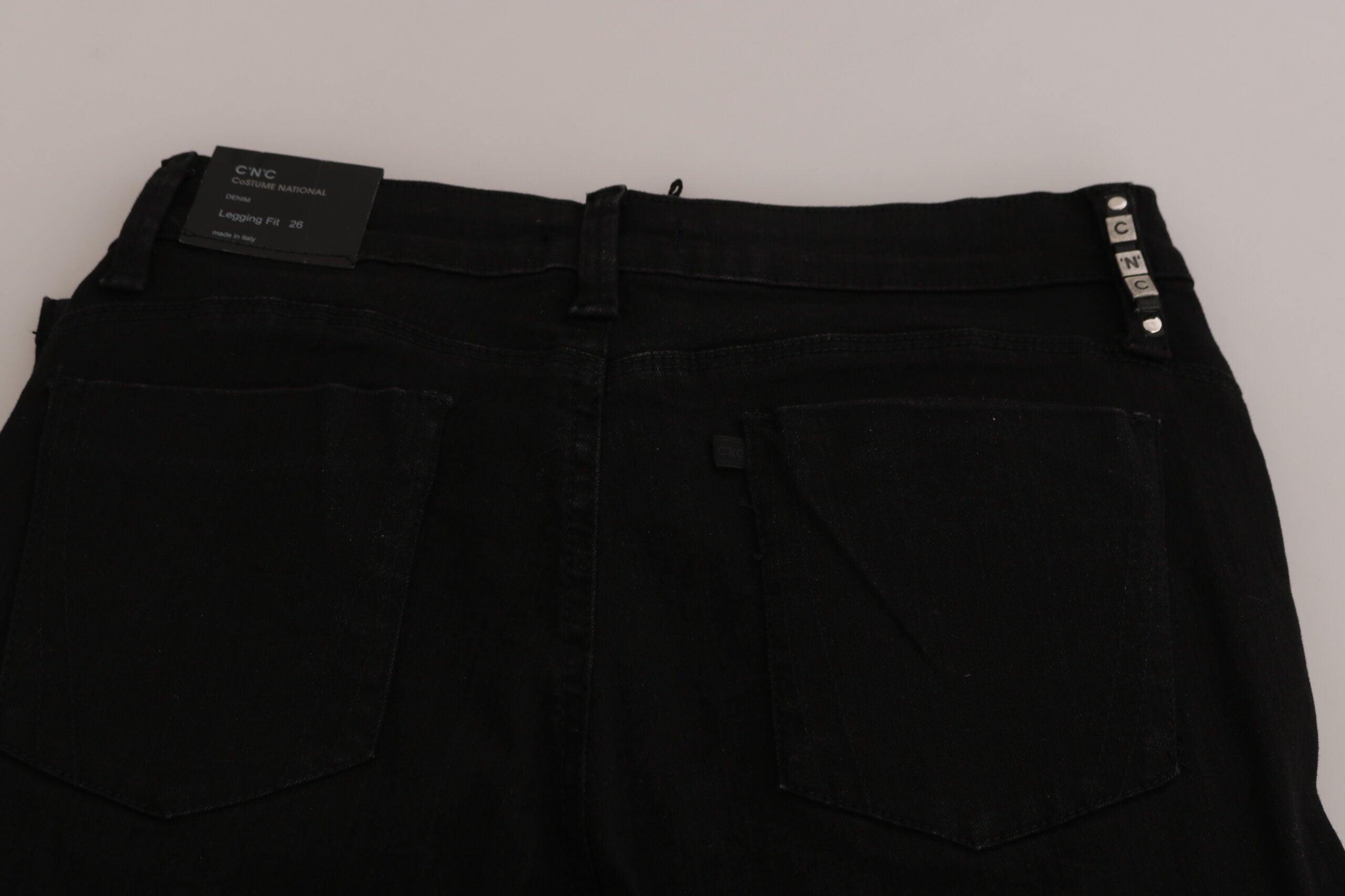 Jean skinny noir taille moyenne à ornements Costume National