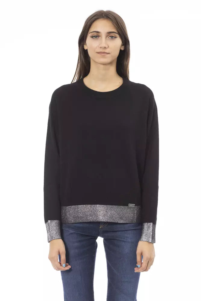 Pull femme en laine noire tendance Baldinini