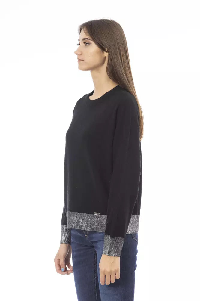 Pull femme en laine noire tendance Baldinini