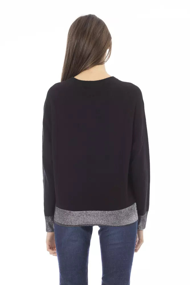 Pull femme en laine noire tendance Baldinini