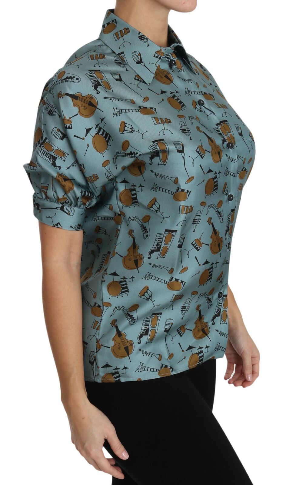 Chemise à manches courtes en soie multicolore Dolce &amp; Gabbana avec instruments de musique