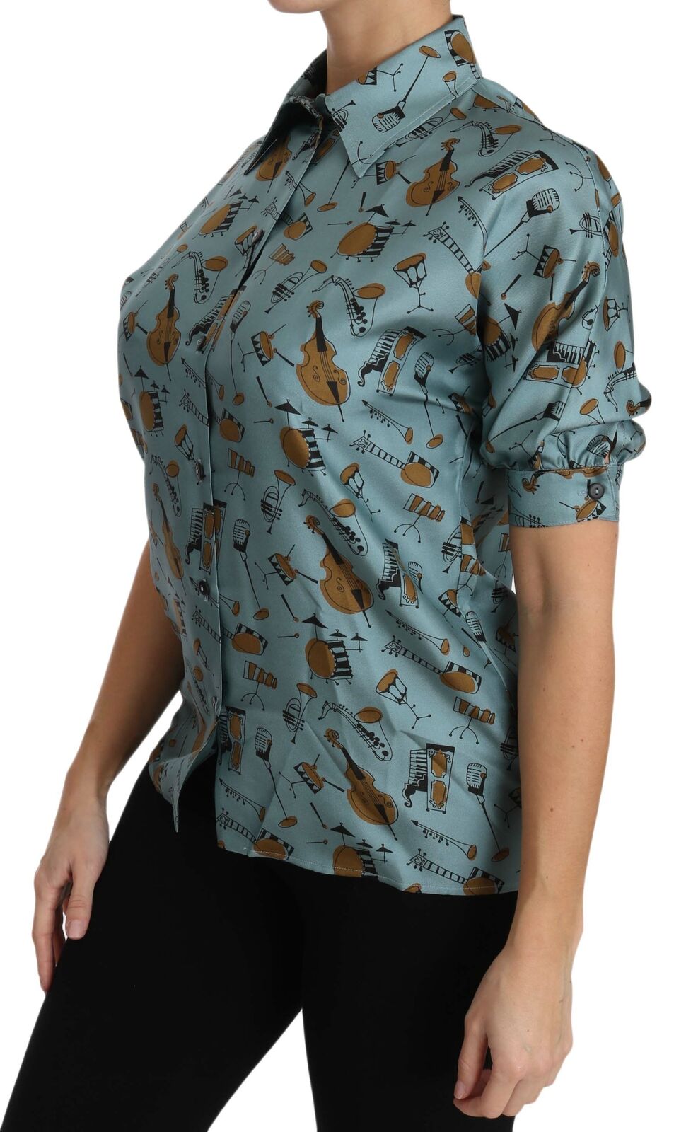 Chemise à manches courtes en soie multicolore Dolce &amp; Gabbana avec instruments de musique