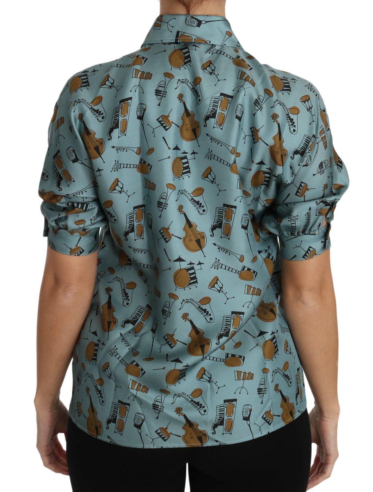 Chemise à manches courtes en soie multicolore Dolce &amp; Gabbana avec instruments de musique