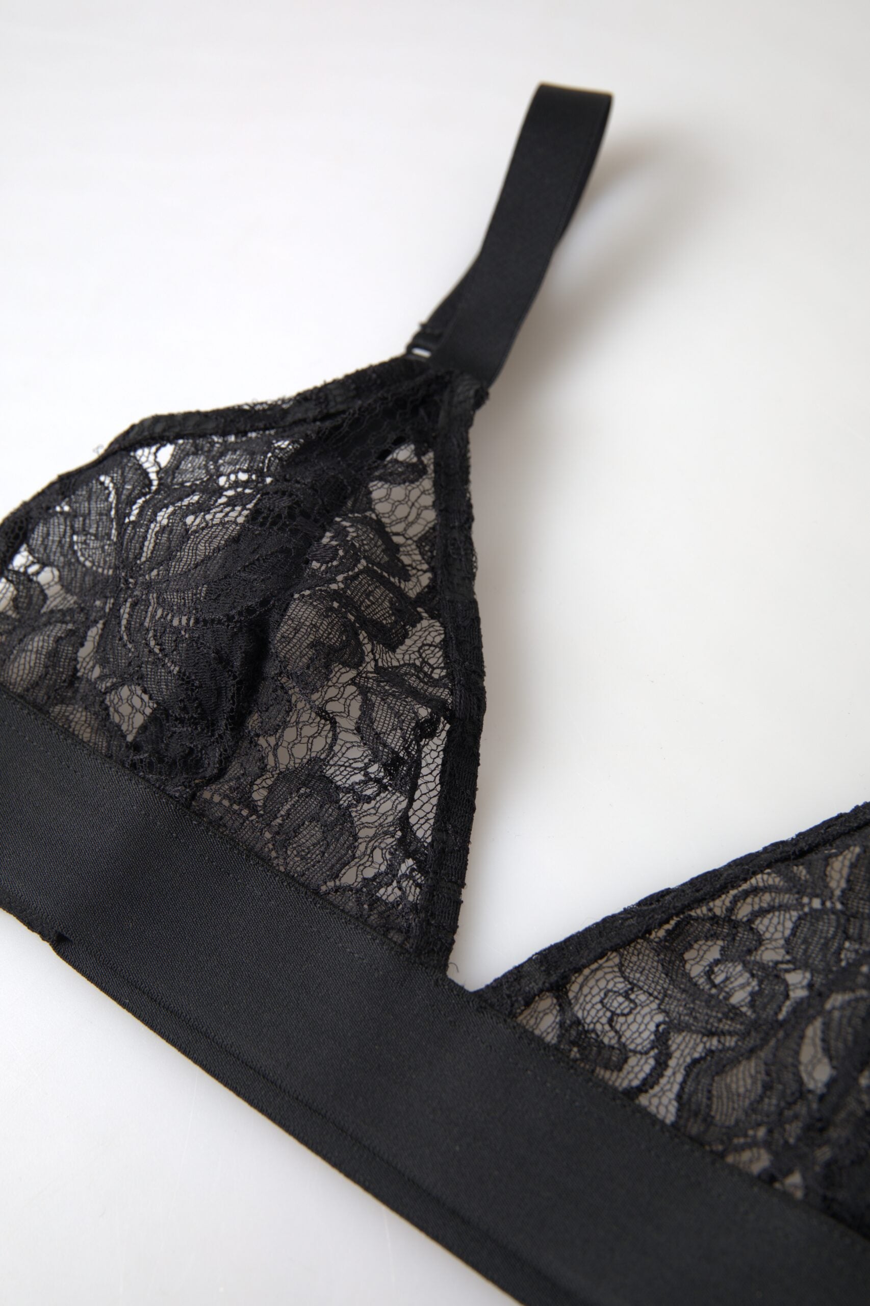 Soutien-gorge en nylon extensible noir en dentelle florale Dolce &amp; Gabbana