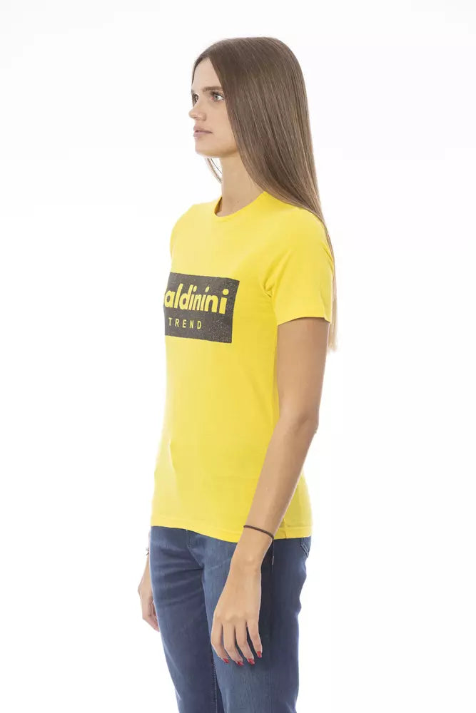 T-shirt femme en coton jaune tendance Baldinini