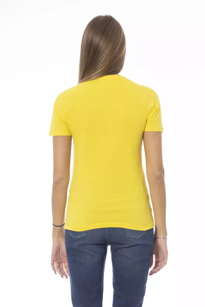 T-shirt femme en coton jaune tendance Baldinini