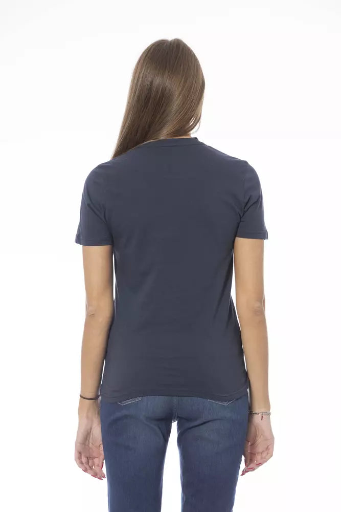 T-shirt femme en coton bleu tendance Baldinini