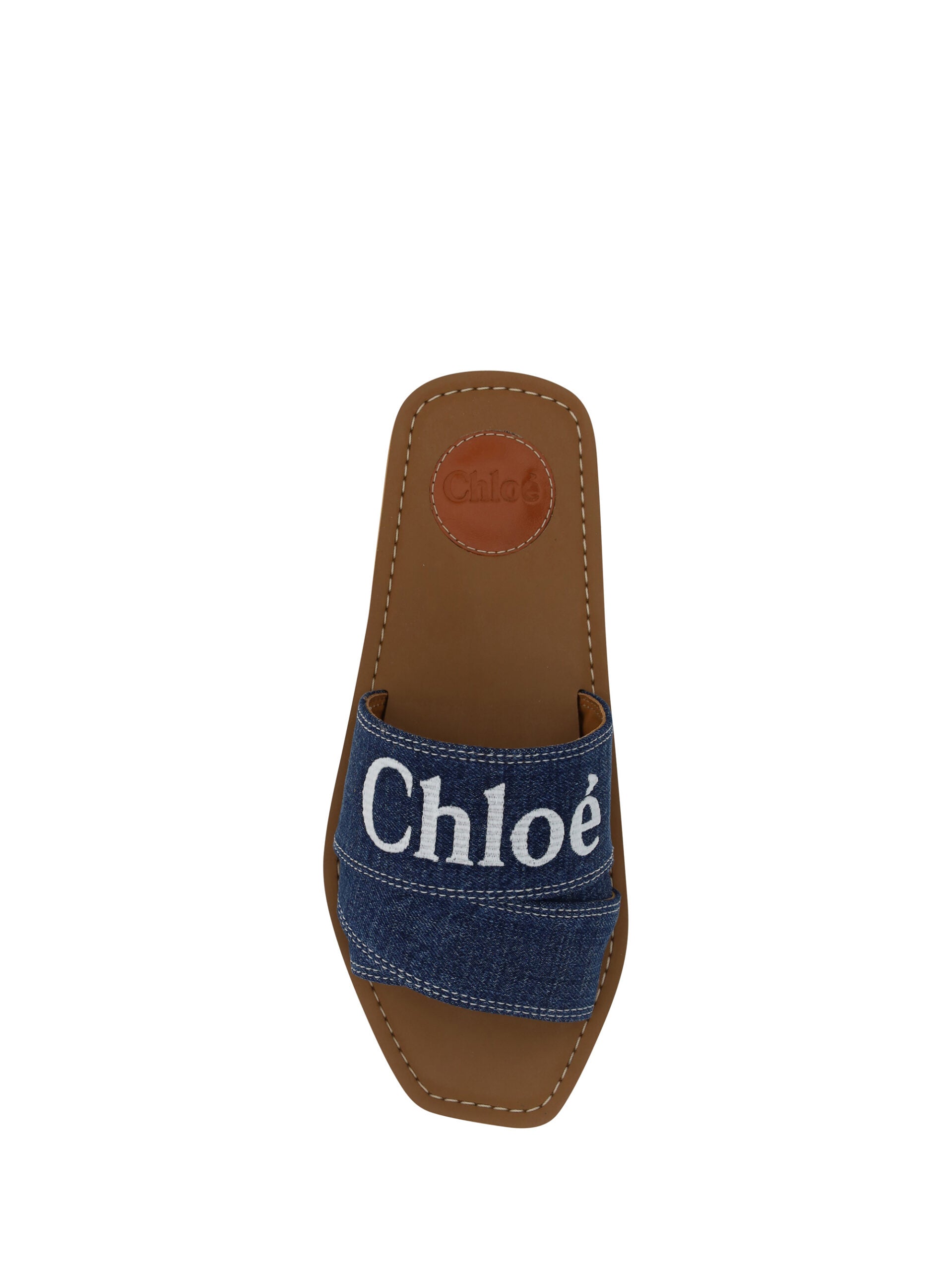Sandales Chloé somptueuses Woody en coton bleu denim
