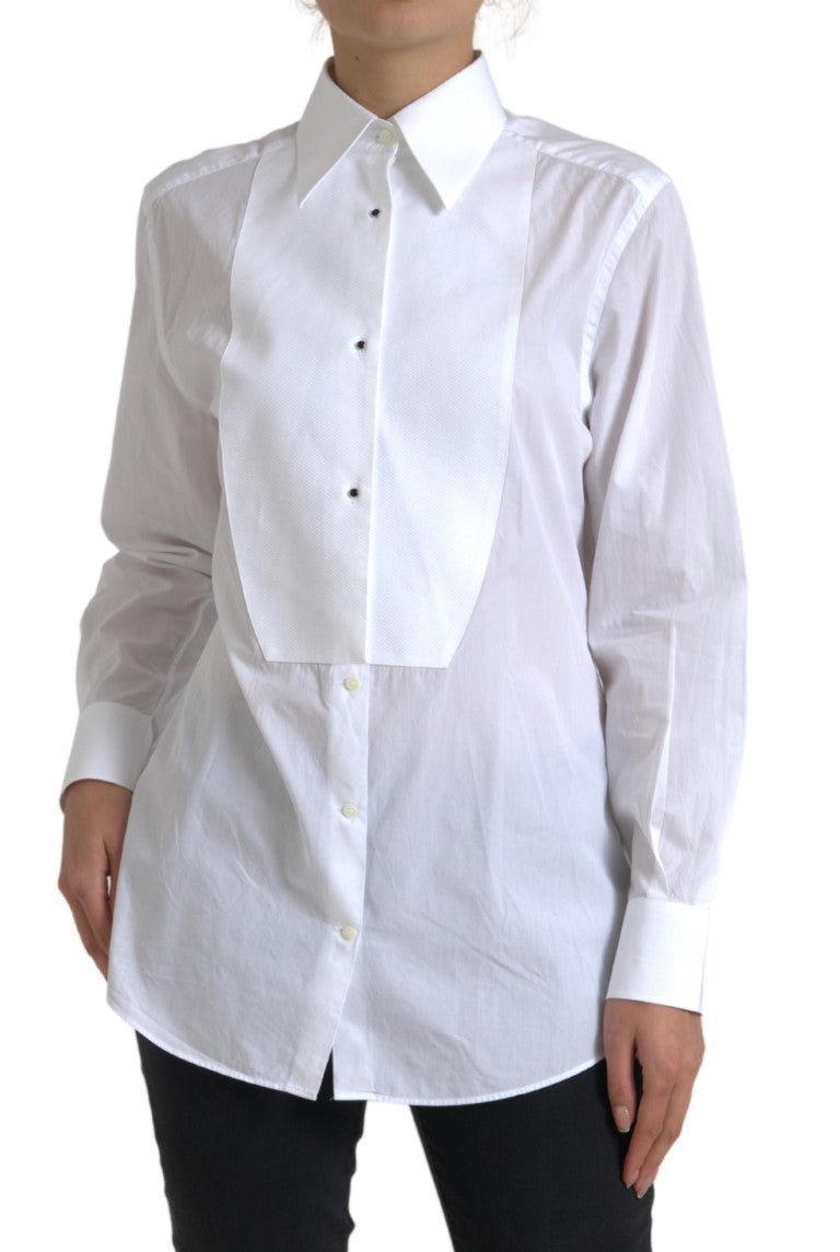 Chemise à manches longues et col en coton Dolce &amp; Gabbana blanche