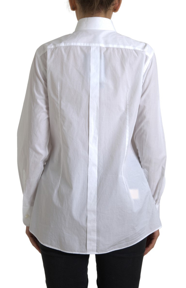 Chemise à manches longues et col en coton Dolce &amp; Gabbana blanche