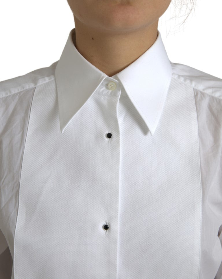 Chemise à manches longues et col en coton Dolce &amp; Gabbana blanche