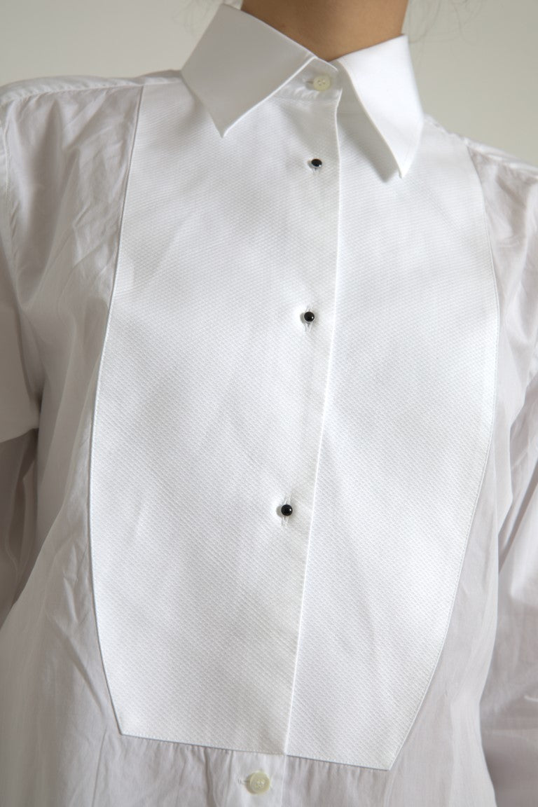 Chemise à manches longues et col en coton Dolce &amp; Gabbana blanche
