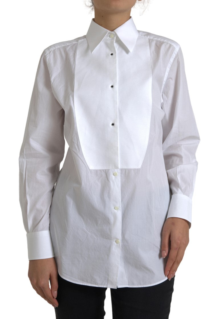 Chemise à manches longues et col en coton Dolce &amp; Gabbana blanche
