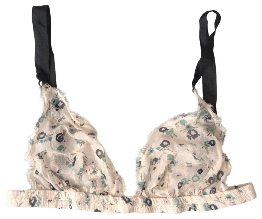 Costume National Beige Floral Sous-vêtements Bikini Soutien-gorge
