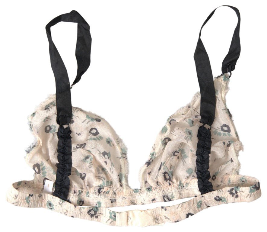 Costume National Beige Floral Sous-vêtements Bikini Soutien-gorge