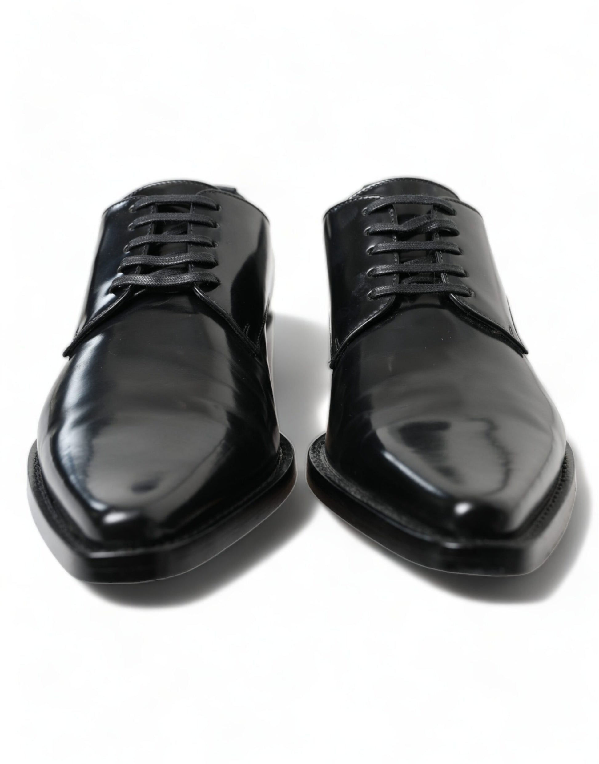 Chaussures plates à lacets en cuir noir Dolce &amp; Gabbana