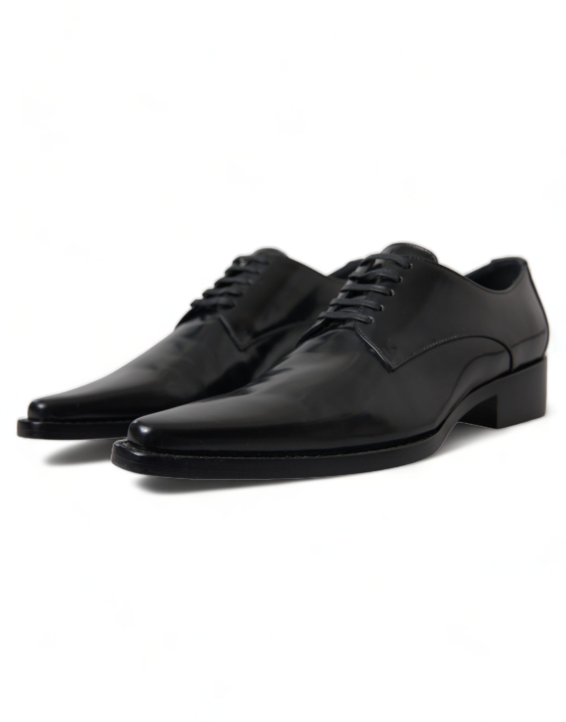Chaussures plates à lacets en cuir noir Dolce &amp; Gabbana