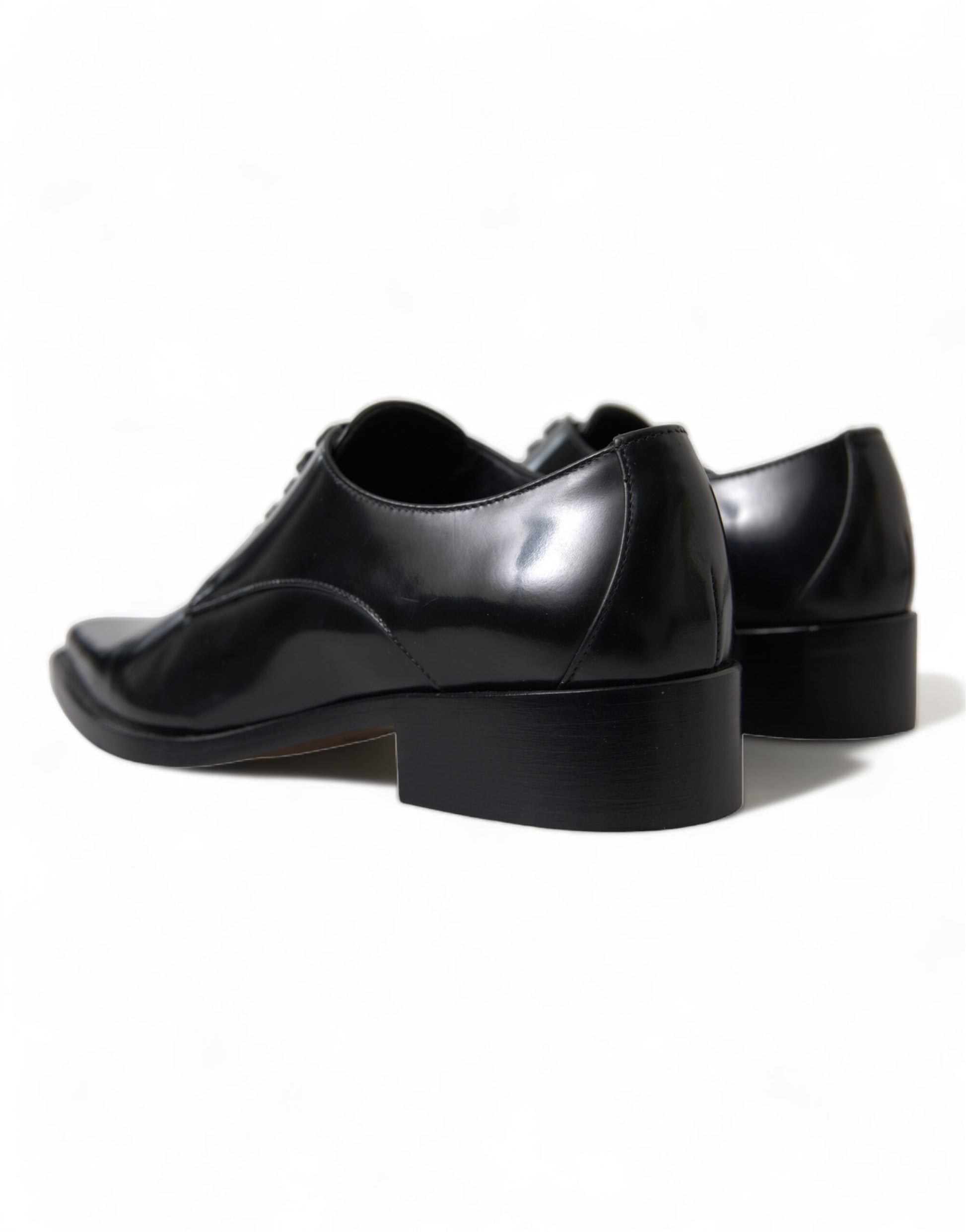 Chaussures plates à lacets en cuir noir Dolce &amp; Gabbana
