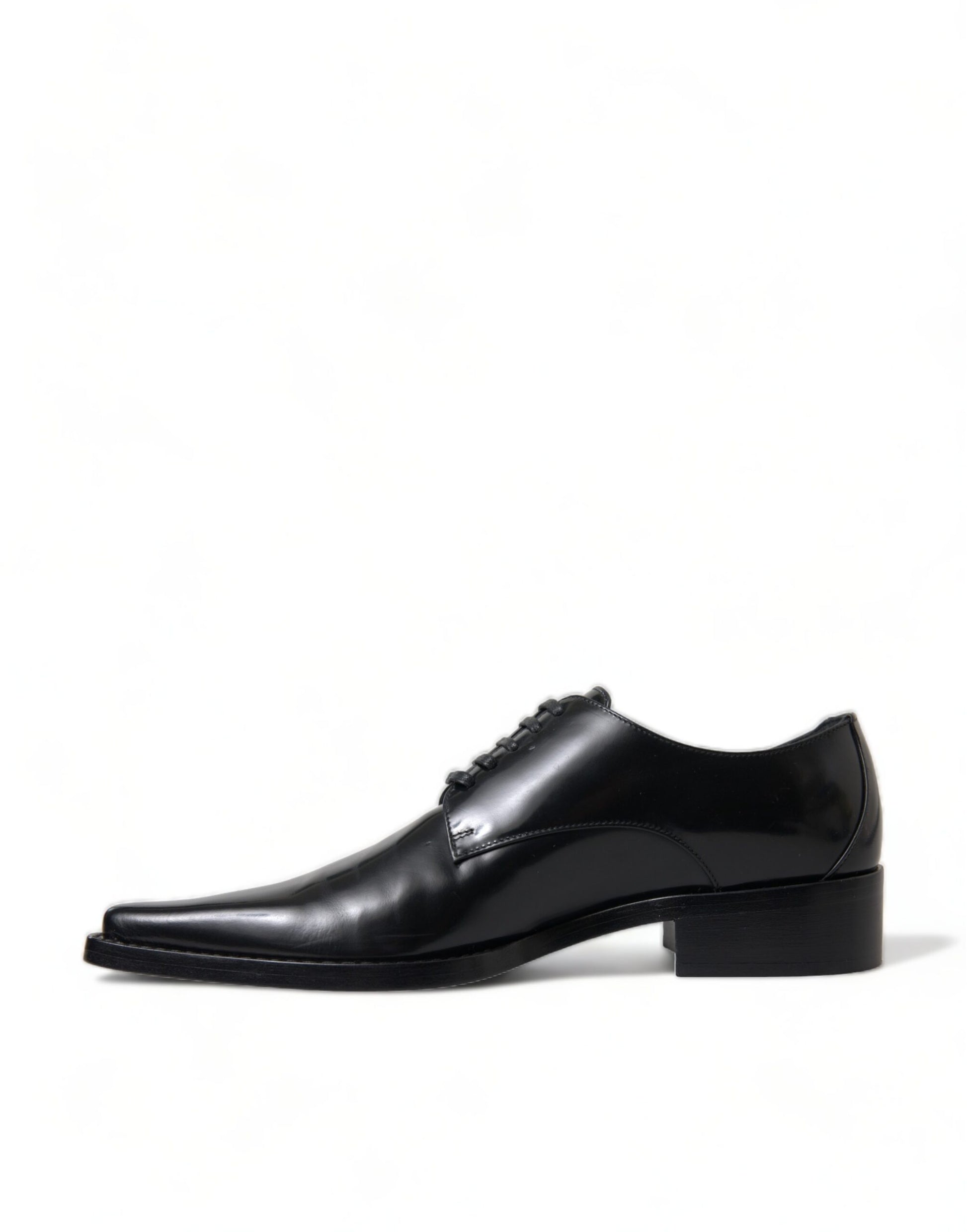 Chaussures plates à lacets en cuir noir Dolce &amp; Gabbana