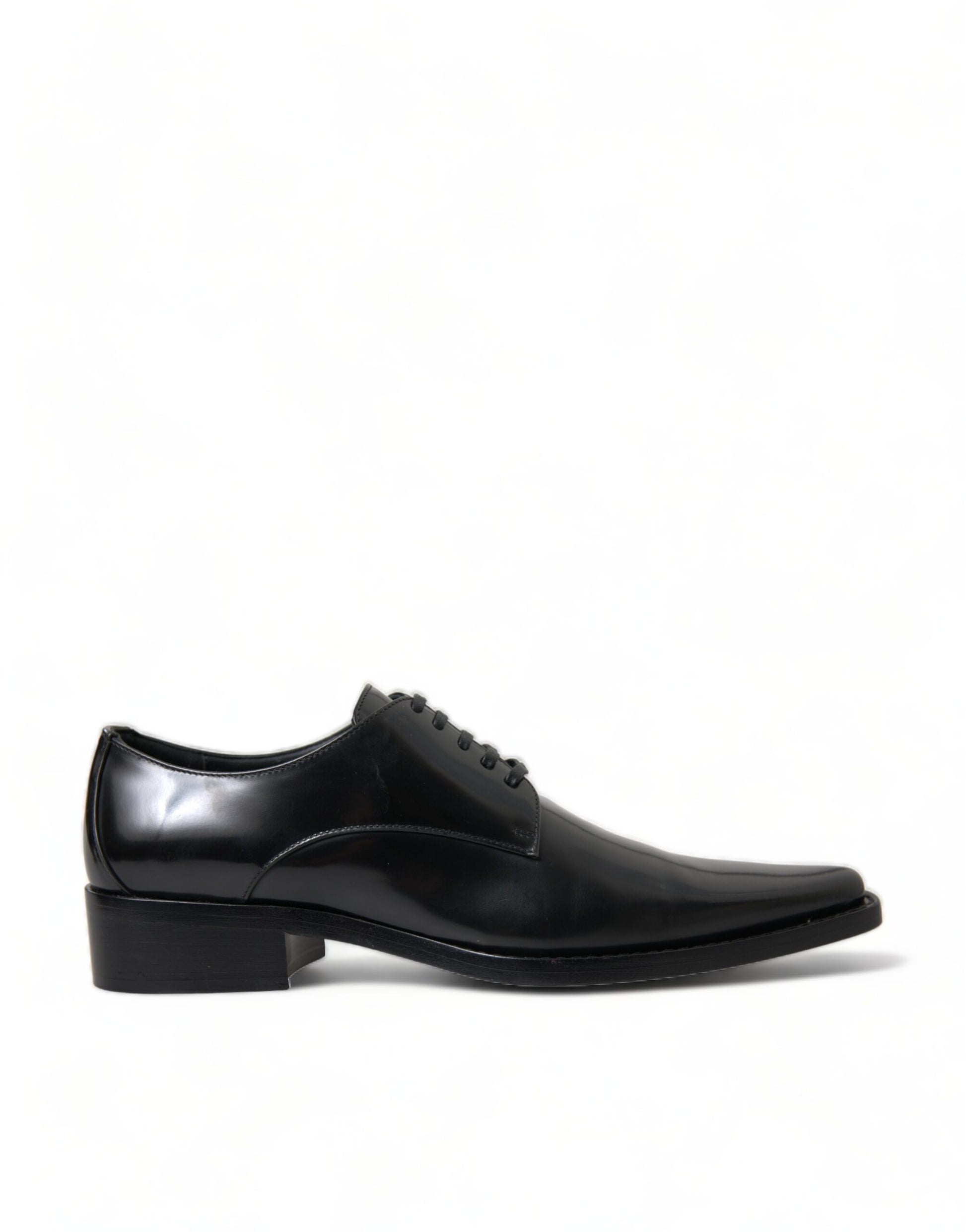 Chaussures plates à lacets en cuir noir Dolce &amp; Gabbana