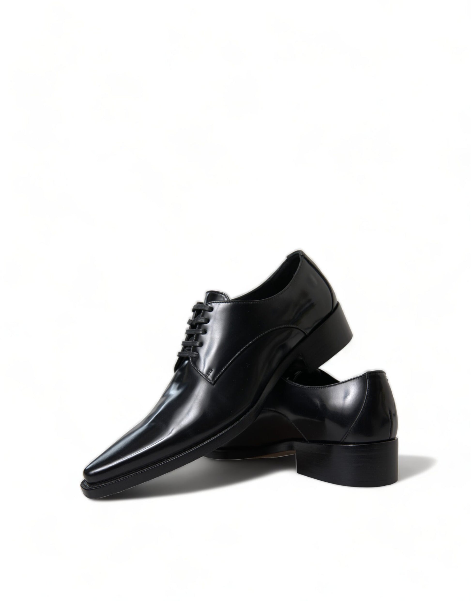 Chaussures plates à lacets en cuir noir Dolce &amp; Gabbana