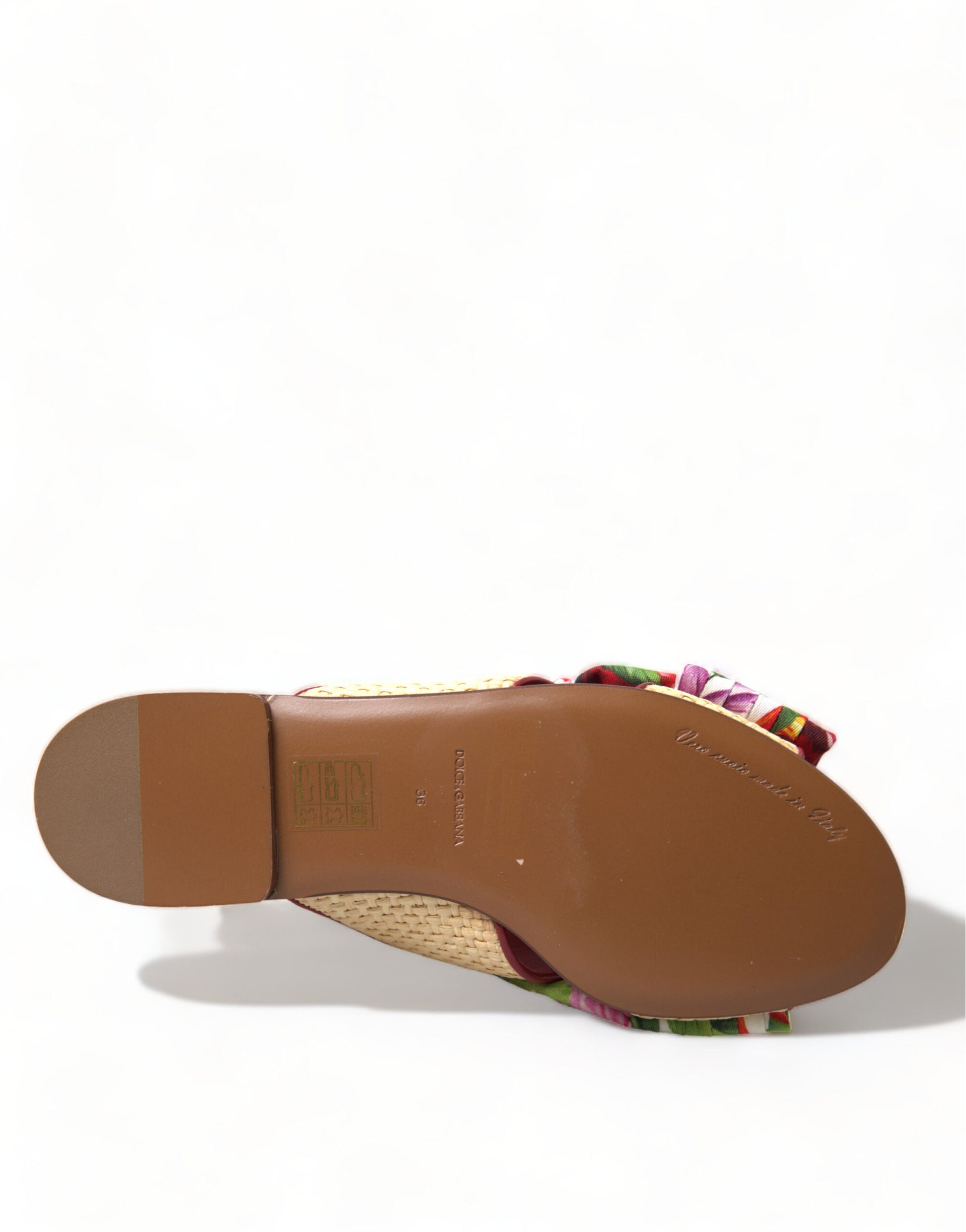 Dolce &amp; Gabbana Chaussures plates à fleurs multicolores Sandales en cristal