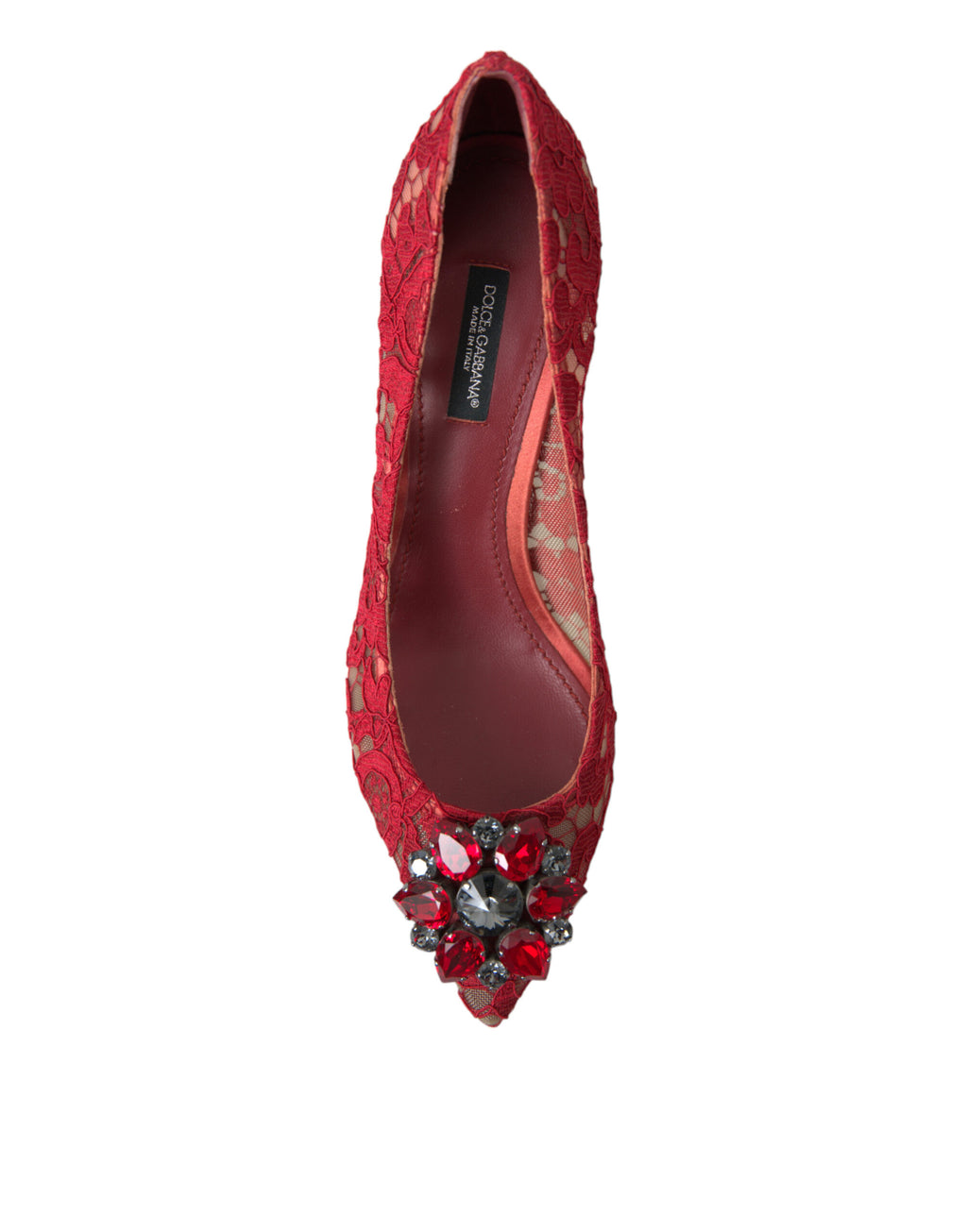 Escarpins Dolce &amp; Gabbana rouges en dentelle Taormina et cristaux