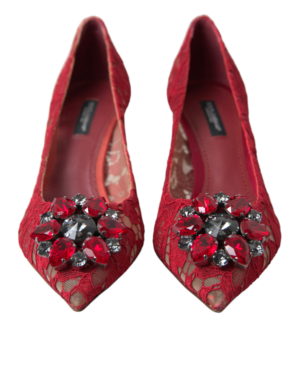 Escarpins Dolce &amp; Gabbana rouges en dentelle Taormina et cristaux