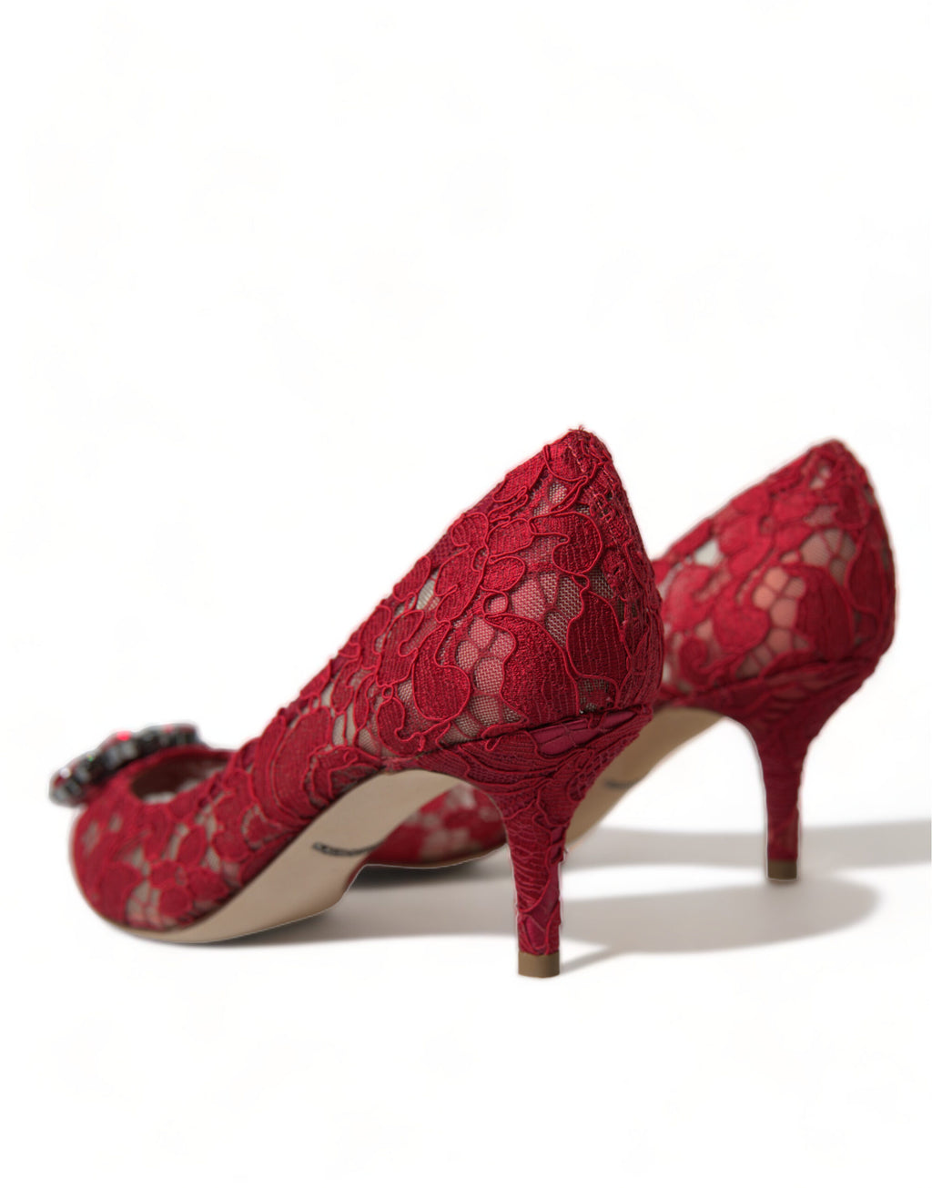 Escarpins Dolce &amp; Gabbana rouges en dentelle Taormina et cristaux